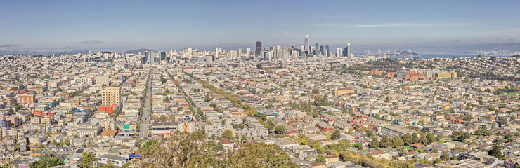 Fototapeta na wymiar Panorama of San Francisco Skyline During the Day