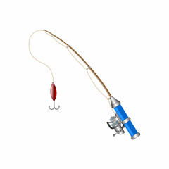 illustration of isolated fishing rod on white background