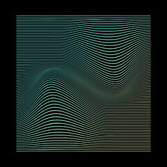 Wavy mesh with gradient. Isolated on black.