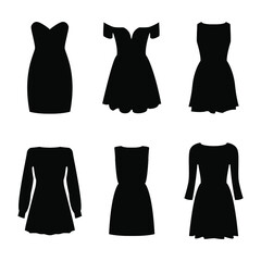 set of silhouette black dresses