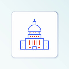 Line White House icon isolated on white background. Washington DC. Colorful outline concept. Vector