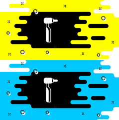 White Tooth drill icon isolated on black background. Dental handpiece for drilling and grinding tools. Vector