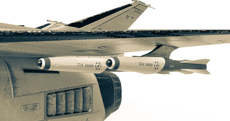 cool spaceship parked weapons close up on white background