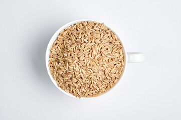oat grains on a white background