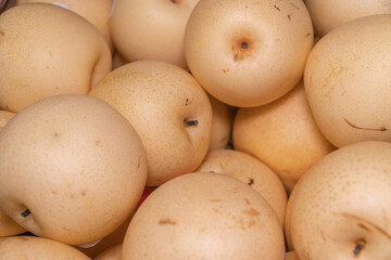 fresh juicy  and sweet white apples in the market