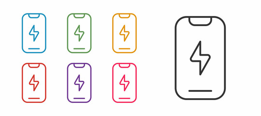 Set line Smartphone, mobile phone icon isolated on white background. Set icons colorful. Vector