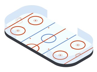 Isometric ice hockey rink, vector illustration isolated on white. Winter sport  arena.