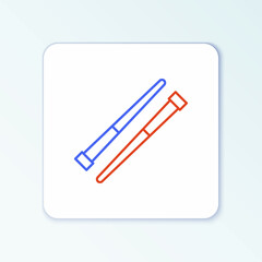 Line Food chopsticks icon isolated on white background. Wooden Korean sticks for Asian dishes. Oriental utensils. Colorful outline concept. Vector