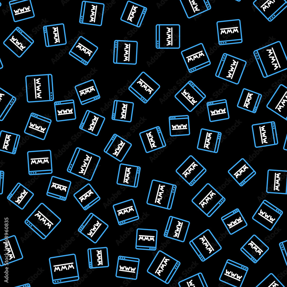 Poster line browser window icon isolated seamless pattern on black background. vector