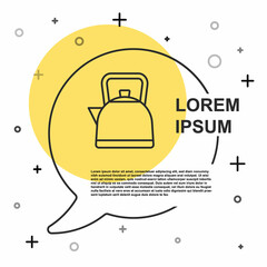 Black line Kettle with handle icon isolated on white background. Teapot icon. Random dynamic shapes. Vector