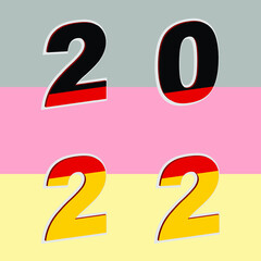 Germany flag on the year 2022.  Vector illustration.