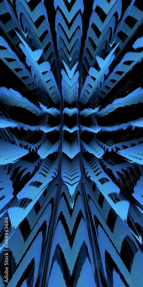 Poster patterns and 3d exploding surface designs from many diamond shapes scales in shades of turquoise blu