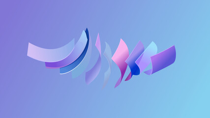 Abstract background design. Flying papers with color gradient. Vector illustration artwork.