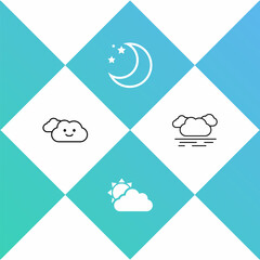 Set Cloud, Sun and cloud weather, Moon stars and icon. Vector