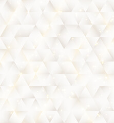 Obraz premium White geometric triangles mosaic pattern with glitter lighting luxury background and texture