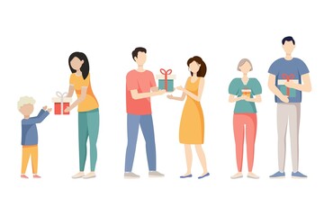 Obraz premium People give gifts