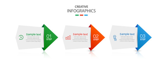 Business infographic design template with 3 options, steps or processes. Can be used for workflow layout, diagram, annual report, web design