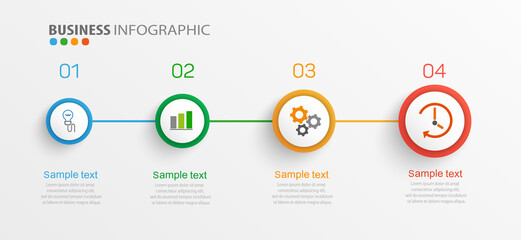 Business infographic design template with 4 options, steps or processes. Can be used for workflow layout, diagram, annual report, web design 
