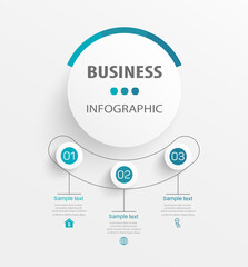 Business infographic design template with 3 options, steps or processes. Can be used for workflow layout, diagram, annual report, web design