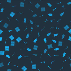 Set Makeup brush, Cream cosmetic tube, Eyeliner, eyebrow and powder with mirror on seamless pattern. Vector