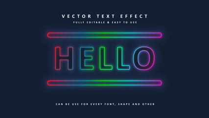 Vector text effect fully editable neon style