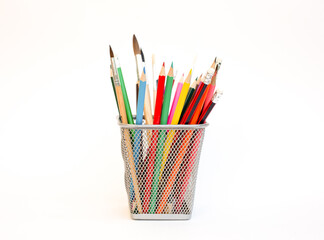 color pencils in a glass
