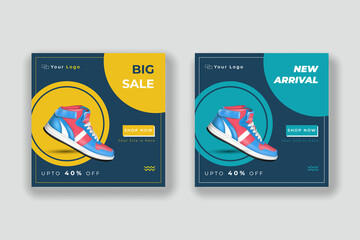 Sport fashion shoes brand product Social media banner post template