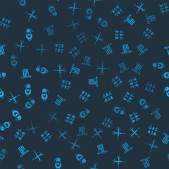 Set Sparkler firework, Carnival garland with flags, American and Firework on seamless pattern. Vector