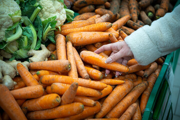 A woman's hand, buying groceries at the supermarket.
