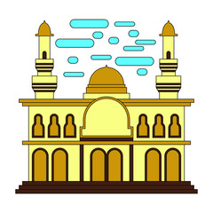 A coloring page mosque for kid