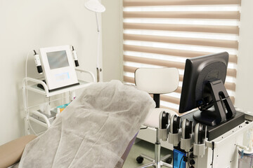 Cosmetologist office with modern equipment in a medical aesthetic clinic