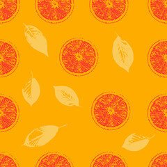 Oranges seamless pattern. Vector illustration of orange colored fruits. Bright pattern for textile printing