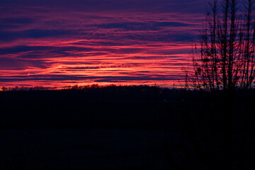 Fototapeta premium Landscape photos of striped sunset