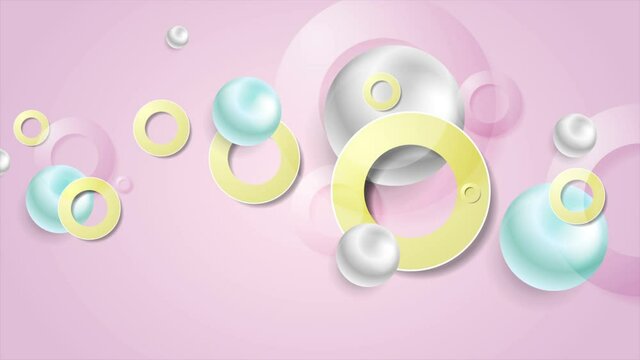 Abstract colorful pastel geometric motion background with glossy 3d balls. Video animation Ultra HD 4K 3840x2160