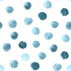 Blue watercolor stains pattern. Template for decorating designs and illustrations.