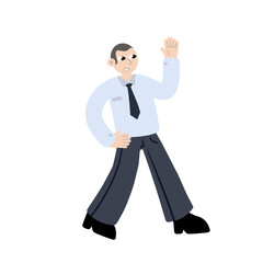 Fototapeta na wymiar Business character. Man in shirt walk. Trendy flat cartoon illustration. Modern office worker