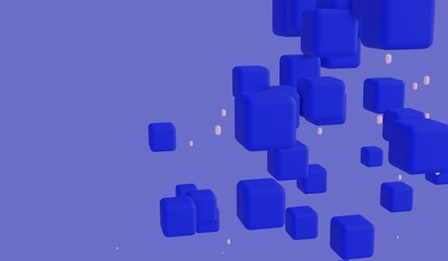 3d abstract background with blue matt cubes. 3d render copy space template for advertising, marketing, tech company, business, corporations.