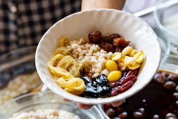 Assorted Chinese Dessert with Sweet Egg Noodles