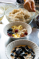 Assorted Chinese Dessert with Sweet Egg Noodles