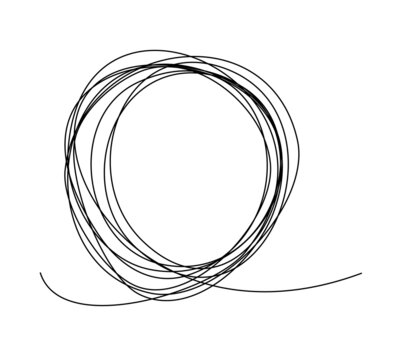 recommend clip art: Tangle tangled thread. Doodle illustration of chaotic thread in a circle, scribble line. Yarn, twine in the ball. Hand drawn vector illustration.