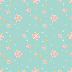 Seamless snowflake background. clear pastel color