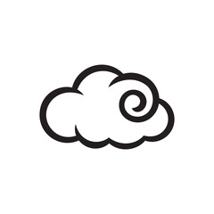 Swirl chinese cloud drawn in black ink on a white background. Chinese painting style