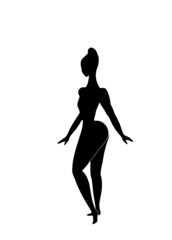 silhouette of a sports girl bodybuilder on a white background