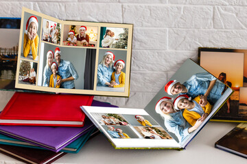 Fototapeta na wymiar photo book with christmas photos