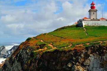 Fototapeta na wymiar The Cabo da Roca Lighthouse on the Promontory Towards the Atlantic Ocean