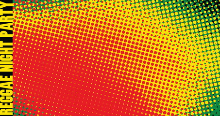 Halftone background for reggae night party flyer. Vector pattern