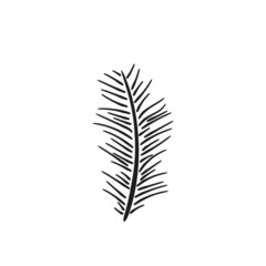 small pine branch. hand drawn floral illustration. vector element for greeting card and invitation design
