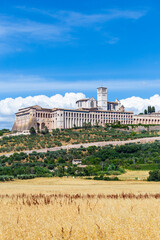 Assisi village in Umbria region, Italy. The most important Italian Basilica dedicated to St....