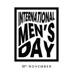 International Men's Day Design Vector Illustration with wavy slices text on rectangle shape. Suitable for greeting cards, banners, and posters.