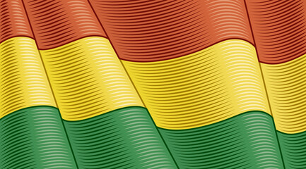 Vintage Flag Of Bolivia. Close-up Background. Vector illustration in retro woodcut style.